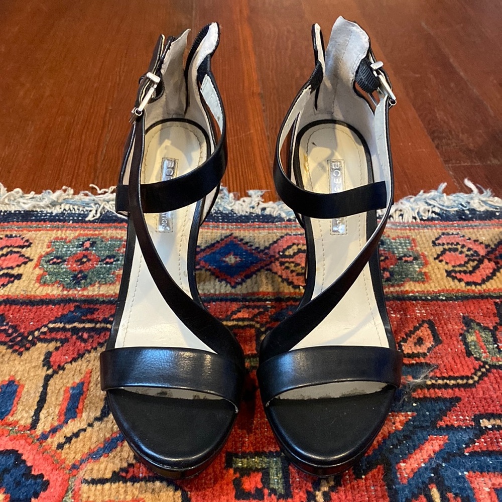 Strappy black heels